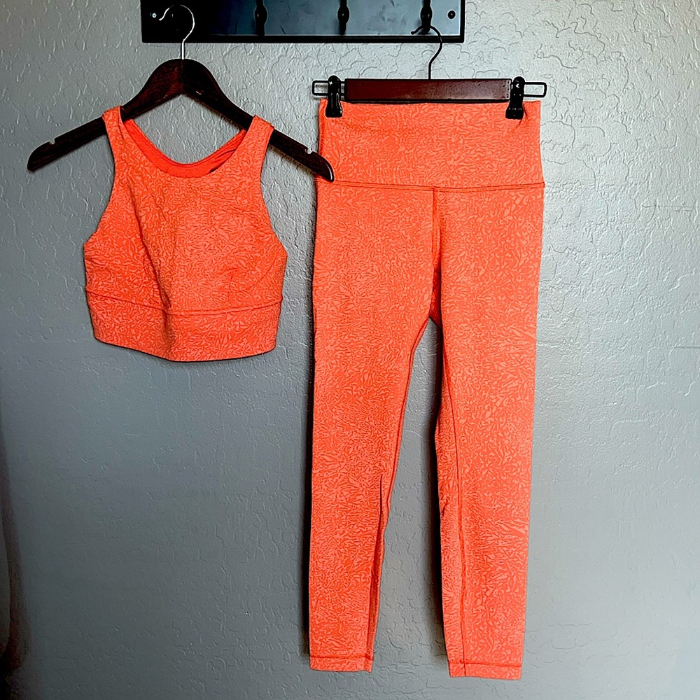 Like New Patterned Orange Matching High Waist Yog… - image 1